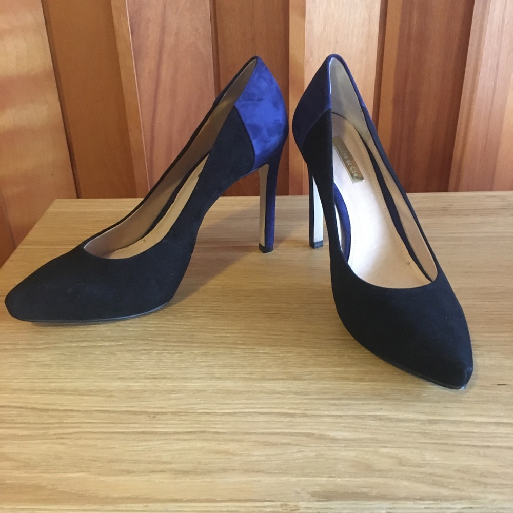 Louise et Cie Black suede with blue heel size 7.5